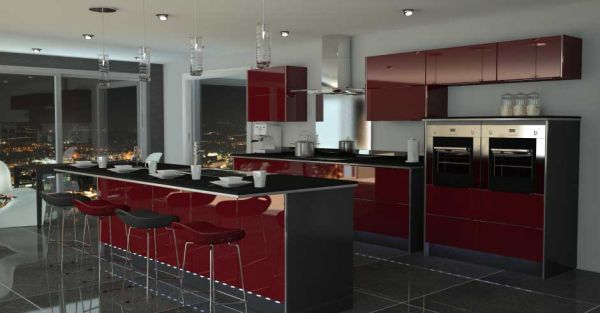 Kitchen in red and black