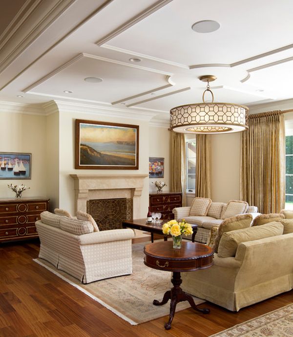 Living room with graceful and understated ceiling and lovely soothing tones