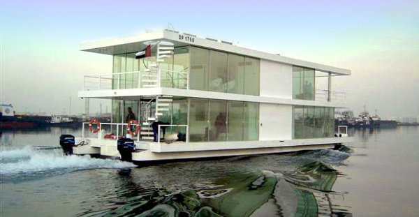 Luxury houseboat on the water