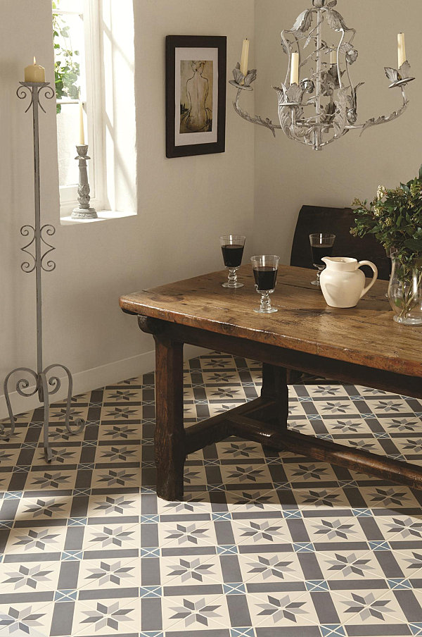 Tile Floor Design Ideas, Blue Ceramic Tile Kitchen Floor