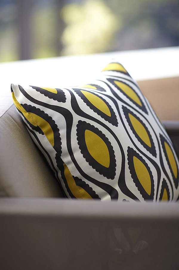 Pillow with mustard yellow accents