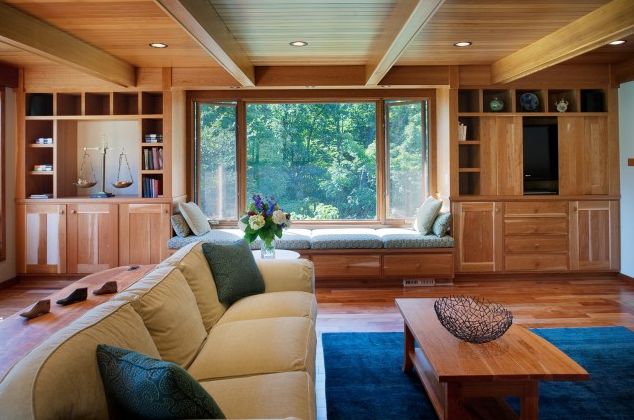 simple wooden beams used for modern, rustic ceiling design