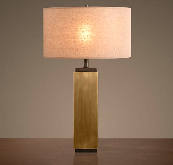 Square brass table lamp