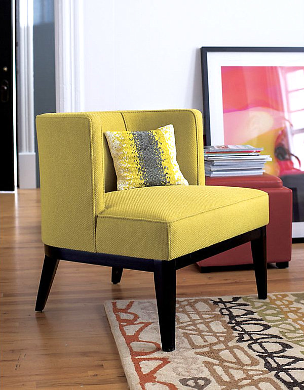 Vibrant yellow upholstered chair