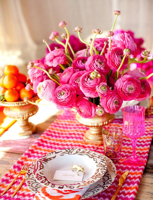 Vivid pink and orange festive table