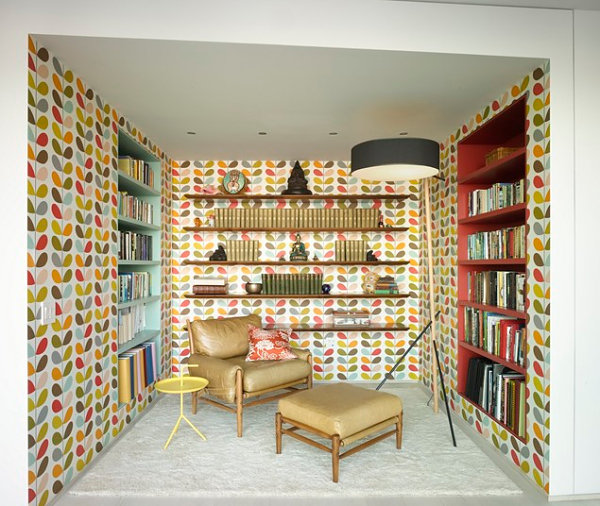 Wallpapered study