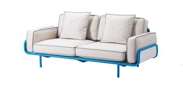 White and blue sofa