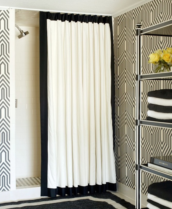 black and white curtains