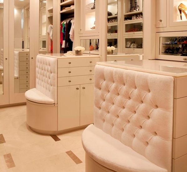 Built-in seats are a great addition to any closet.