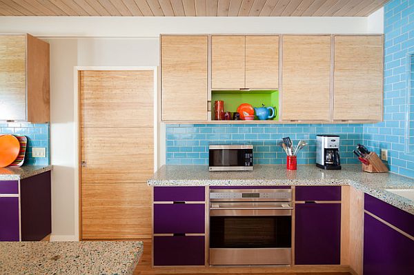 colorful blue kitchen wall tiles