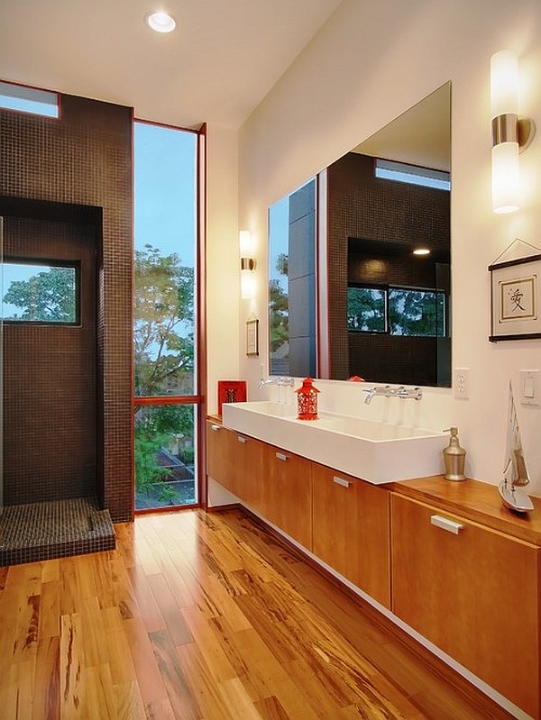 modern bathroom with double sink