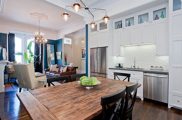 Stylish wooden kitchen table