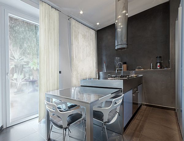 Ultra modern glossy kitchen table as kitchen island