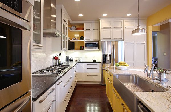 White painted kitchen cabinets for a bright room