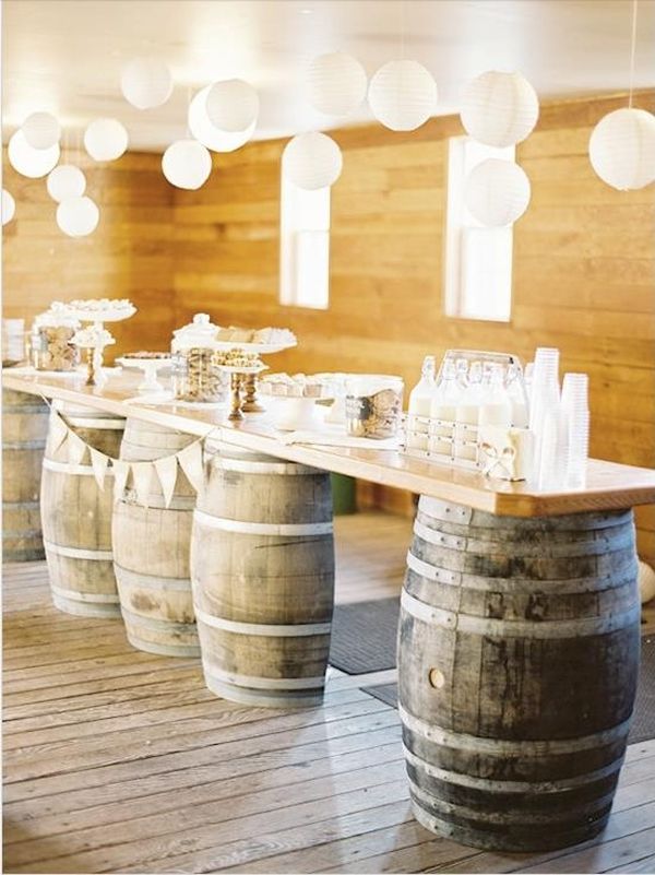 wine barrels as a table