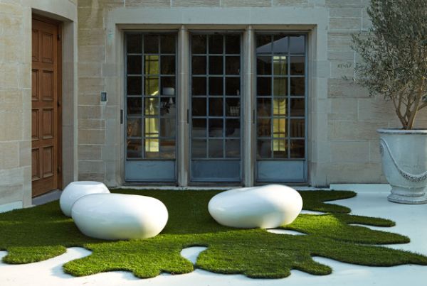 Art installations from a sculpture garden that fit well in a natural setting as well