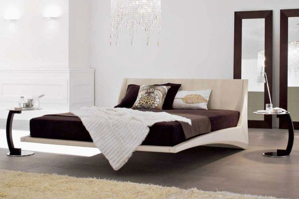 Beautiful floating bed offers a sophisticated look