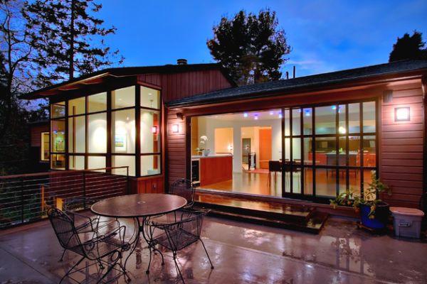 Beautifully-lit contemporary home with sliding glass doors