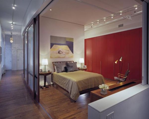 Bedroom with sliding glass doors offers privacy when needed