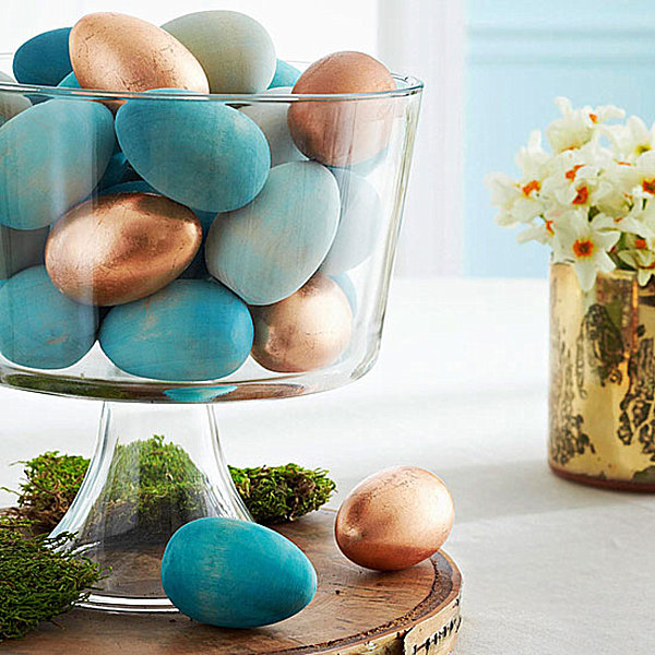 Blue and copper Easter centerpiece