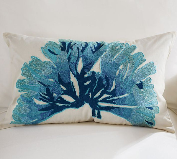 Blue coral pillow