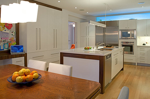 Blue neon lighting in the kitchen