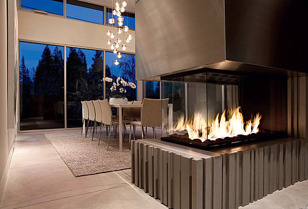 Custom corner fireplace