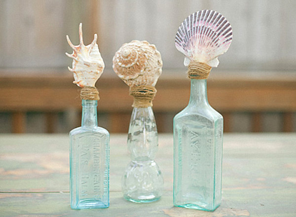 DIY shell-topped bottles