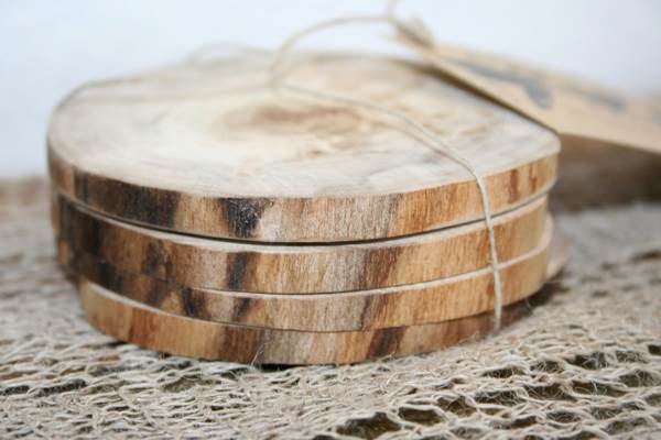 DIY wooden coaster wedding favors