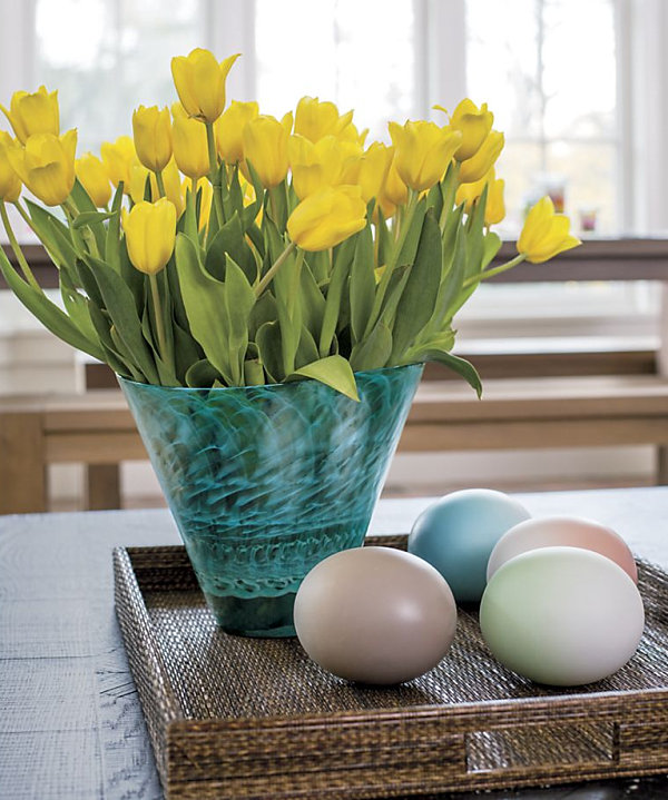 Easter centerpiece featuring ombre eggs