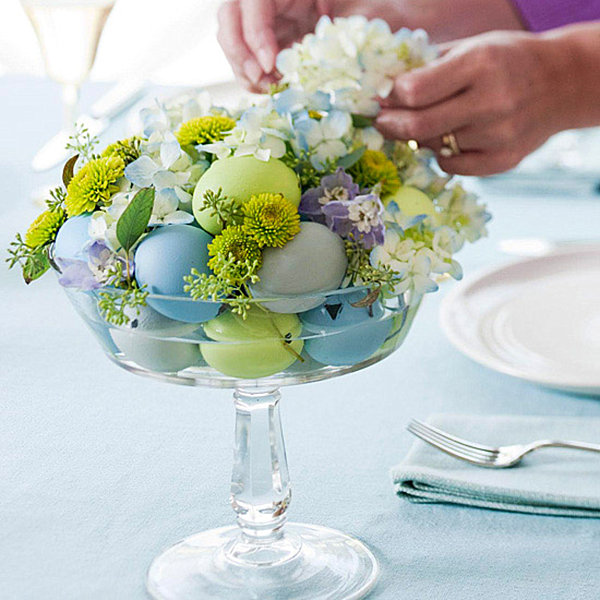 Egg and flower centerpiece