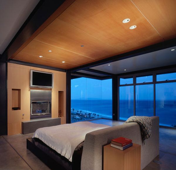 Elegant bedroom with a stylish floating bed