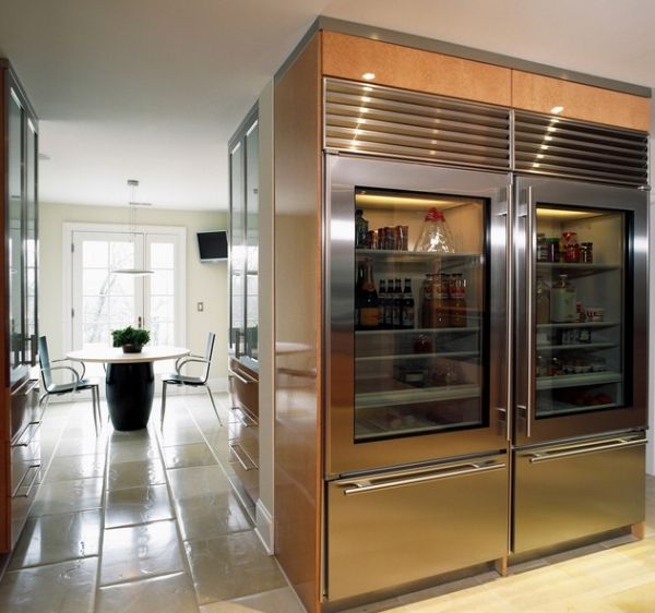 Giant glass front refrigerator offers ample storage space