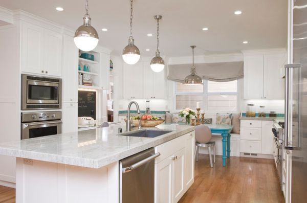 Large Hicks pendants above the kitchen island