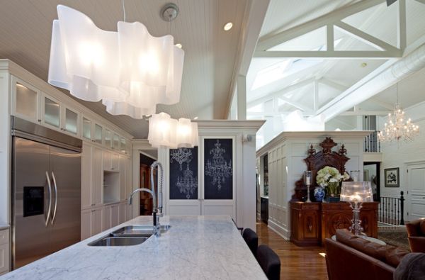 modern lights over kitchen island