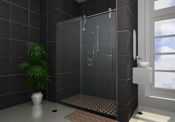 Lovely shower enclosure design for those who prefer the darer hues