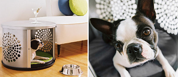 Metal dog house and side table