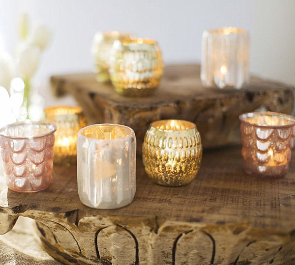 Metallic votive candleholders