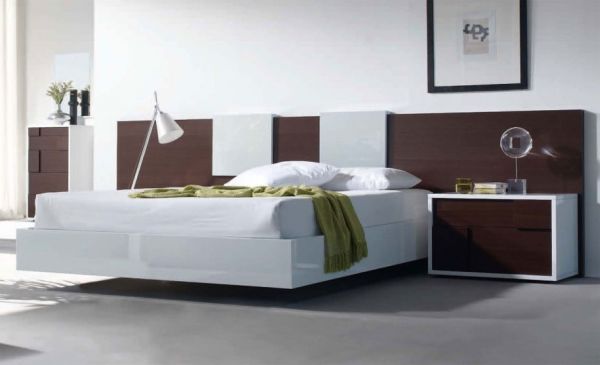 Modern floating bed in a soothing setting