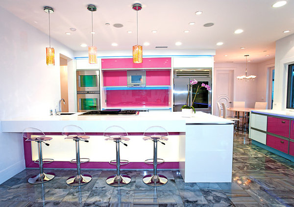 Modern kitchen neon lighting