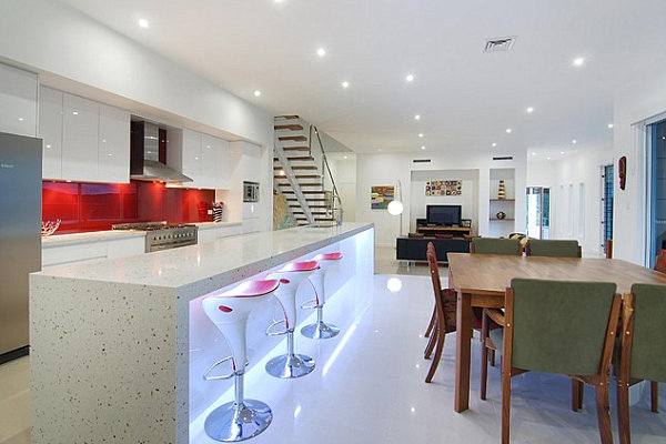 Neon lighting under the cabinets