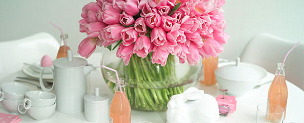 Pink and white Easter table