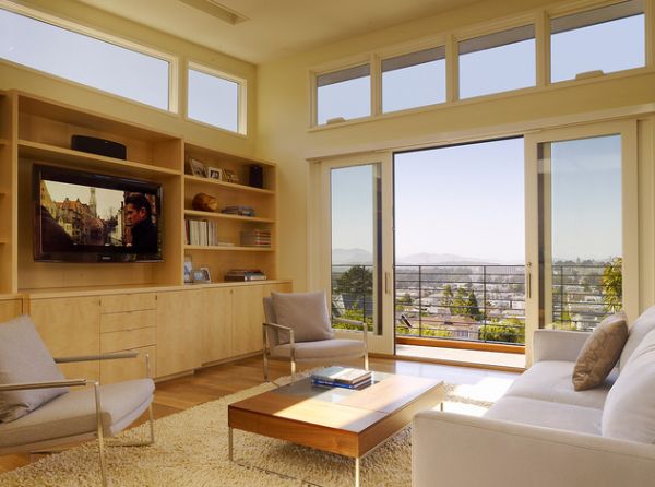 Relaxing family room opens up into the balcony through the sliding glass doors