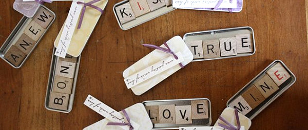 Scrabble tile magnet wedding favors