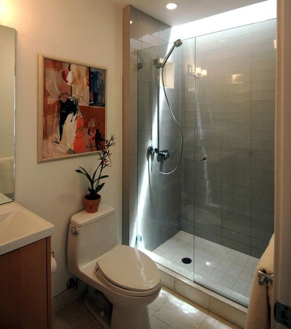 Sliding glass door shower enclosure in an Asian styled bathroom