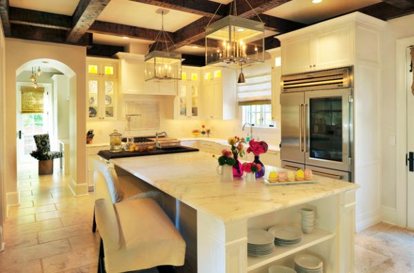 Warmly-lit modern kitchen makes for an inviting setting