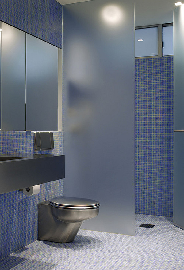 Frosted glass for privacy in the bathroom