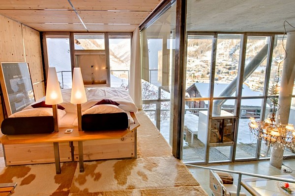 fancy bedroom in modern loft zermatt