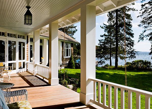 home porch with wood