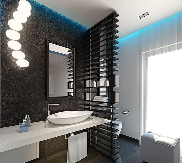 modern bathroom with privacy screen